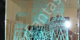 Московский кремль на зеркале. Графическое изображение. Гравировка + подсветка. Выполняем гравировку на разных материалах: стекло, зеркало, камень, дерево, кожа и т.д.