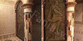 Идеи интерьерного решения: фото скульптуры Gaius Julius Caesar на бронзовом стекле в нише ванной комнаты: 600х1380х8мм.