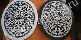 Обработка белого мрамора и черного гранита. Гравировка + краска