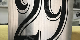 Гравировка номера дома на нержавейке 235х300х3мм