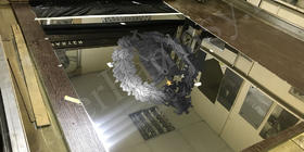 Для отделки двери выполнена гравировка герба 500х580мм на полированной нержавейке 1000х2000х1,5мм